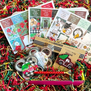 Kerstvakantie Rustieke Buffalo Plaid Groen en Rood Moderne Feestelijke Washi Tape. December 2022 Planner Envy Abonnementsdoos.