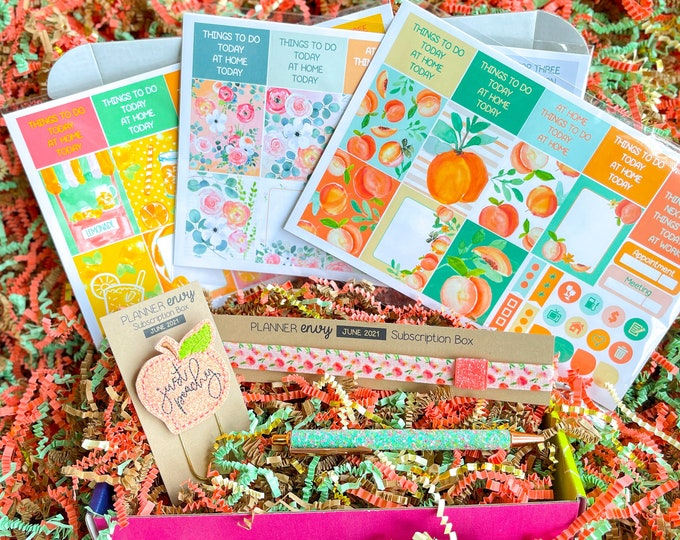 Peaches Spring Flowers Lemoade June 2021 Planner Envy Subscription Box ...