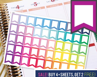 Fill In Blank Flag Planner Stickers To Be Used With Erin Condren LifePlanner (ECLP), Happy Planner - 50 Stickers  (#11001)