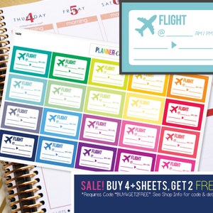 Flight Airplane Planner Stickers to be used with Erin Condren ECLP, Happy Planner, Recollections (#1020)