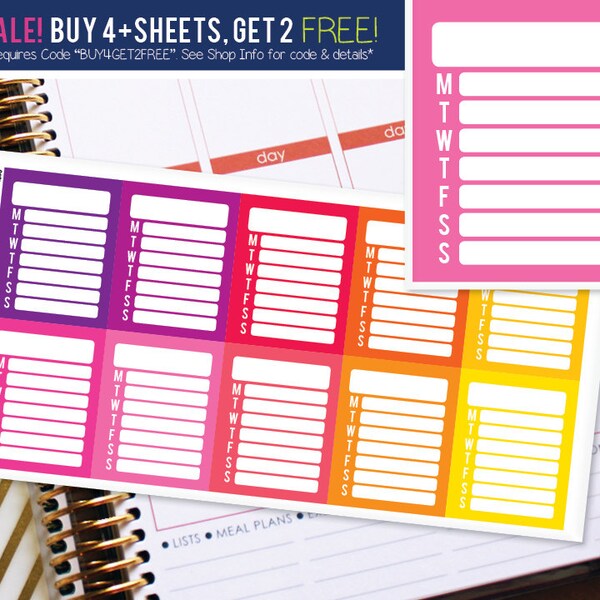 Blank Checklist Planner Weekly Sidebar Planner Stickers to be used with Erin Condren LifePlanner (ECLP) - 10 Stickers (#4030)