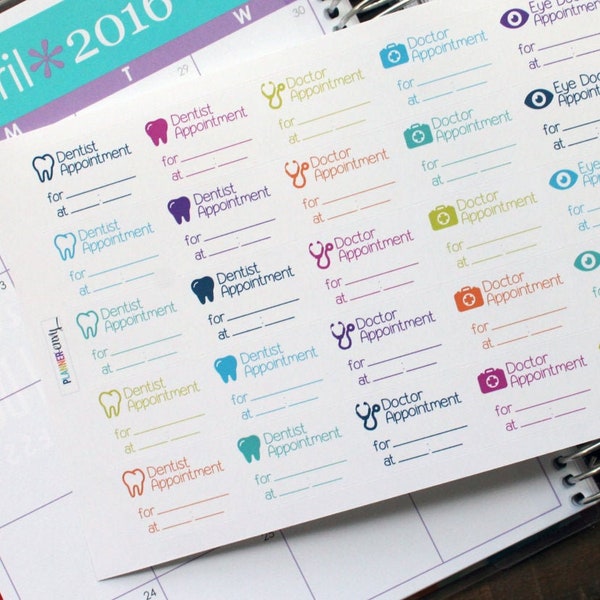 Pegatinas de planificador de citas Erin Condren Life Planner (ECLP) - 25 pegatinas de citas para médicos y dentistas (#3000)