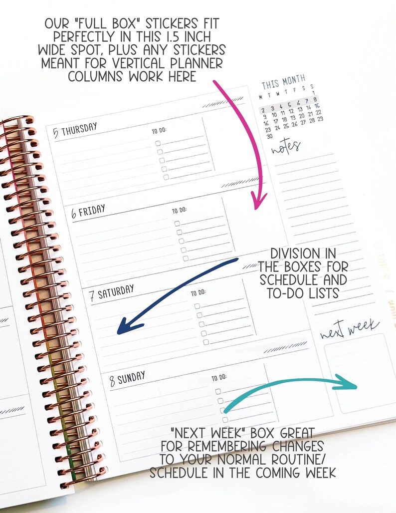 2025 Planner - Horizontal Layout, Spiral Bound - "Teal Strokes" (#102)