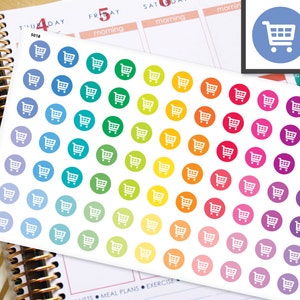 Grocery Shopping Stickers Erin Condren Life Planner (ECLP) - 77 Shopping Dots Half Inch Stickers (#5018)