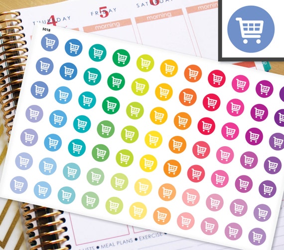 Grocery Shopping Stickers Erin Condren Life Planner (ECLP) - 77 Shopping  Dots Half Inch Stickers (#5018)