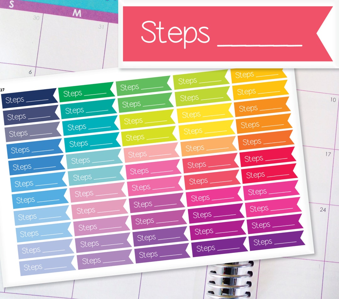 Steps Workout Flag Planner Stickers to Be Used With Erin Condren ...