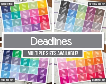 Deadlines Planner Stickers Headers - Erin Condren - Happy Planner Recollections - Neutral Headers (#20042, #21042, #22042, #23042)