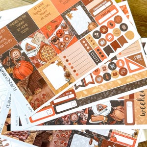 NEUES KIT-FORMAT! Herbst Erntedank Halloween Vibes Planer Aufkleber Vertikales Wochen Kit - 133 Aufkleber (#12.202)