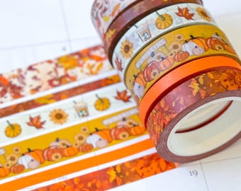 Autumn Leaves Pumpkin Farm Fall Colors Washi Tape Set (#W033)
