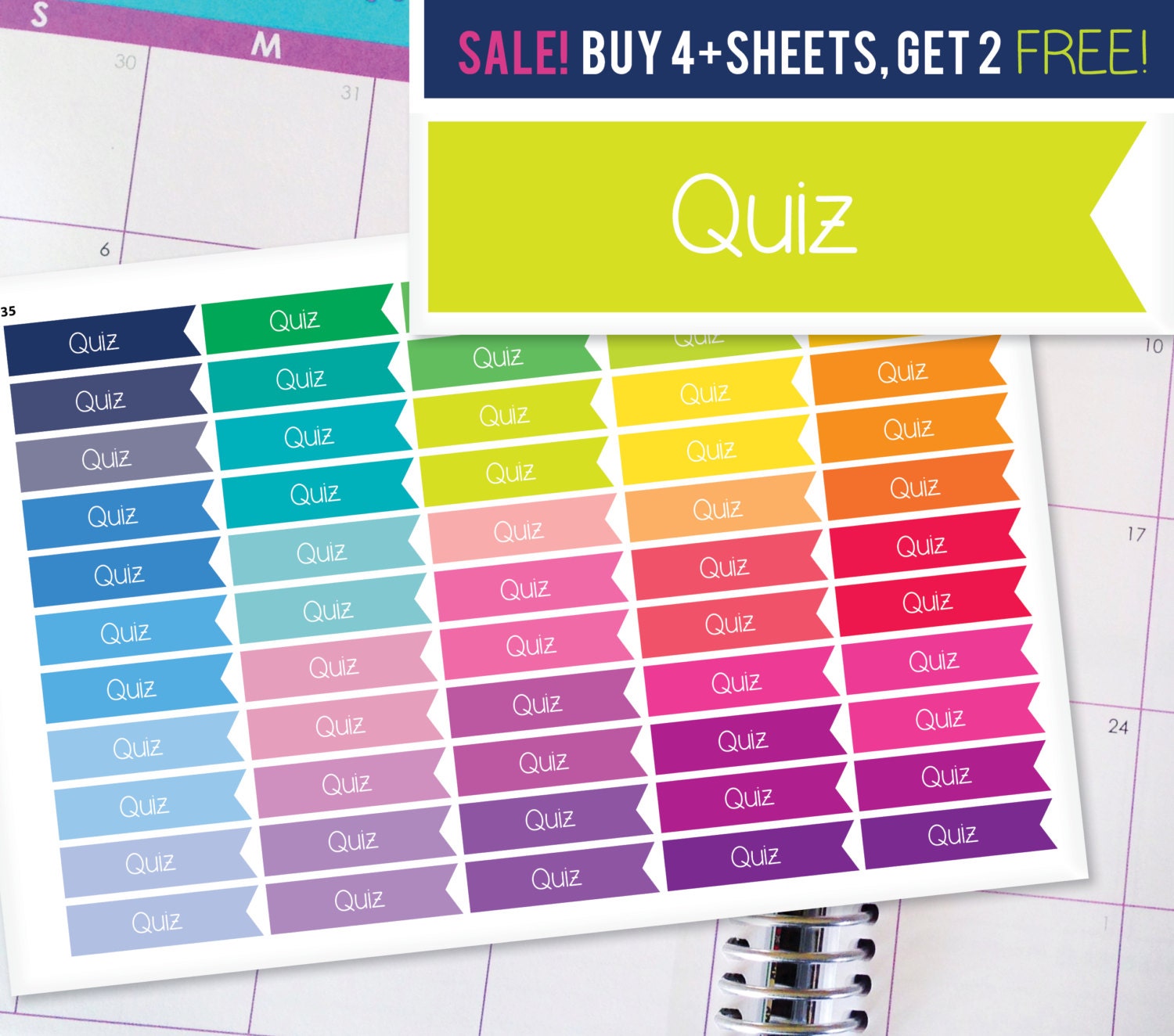 Quiz School College Flag Planner Stickers To Be Used With Erin Condre…