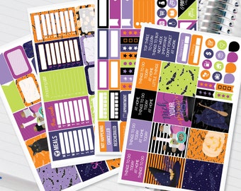 Halloween Witch Spells Spooky Planner Stickers Weekly Kit to be used with Erin Condren Vertical Life Planner (ECLP) - 134 Stickers (#12,046)