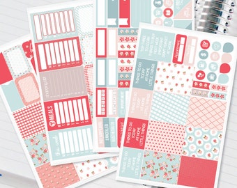 Shabby chic floral Planner Stickers Weekly Kit to be used with Erin Condren Recollections & Happy Planner - 134 Stickers (#12,012)