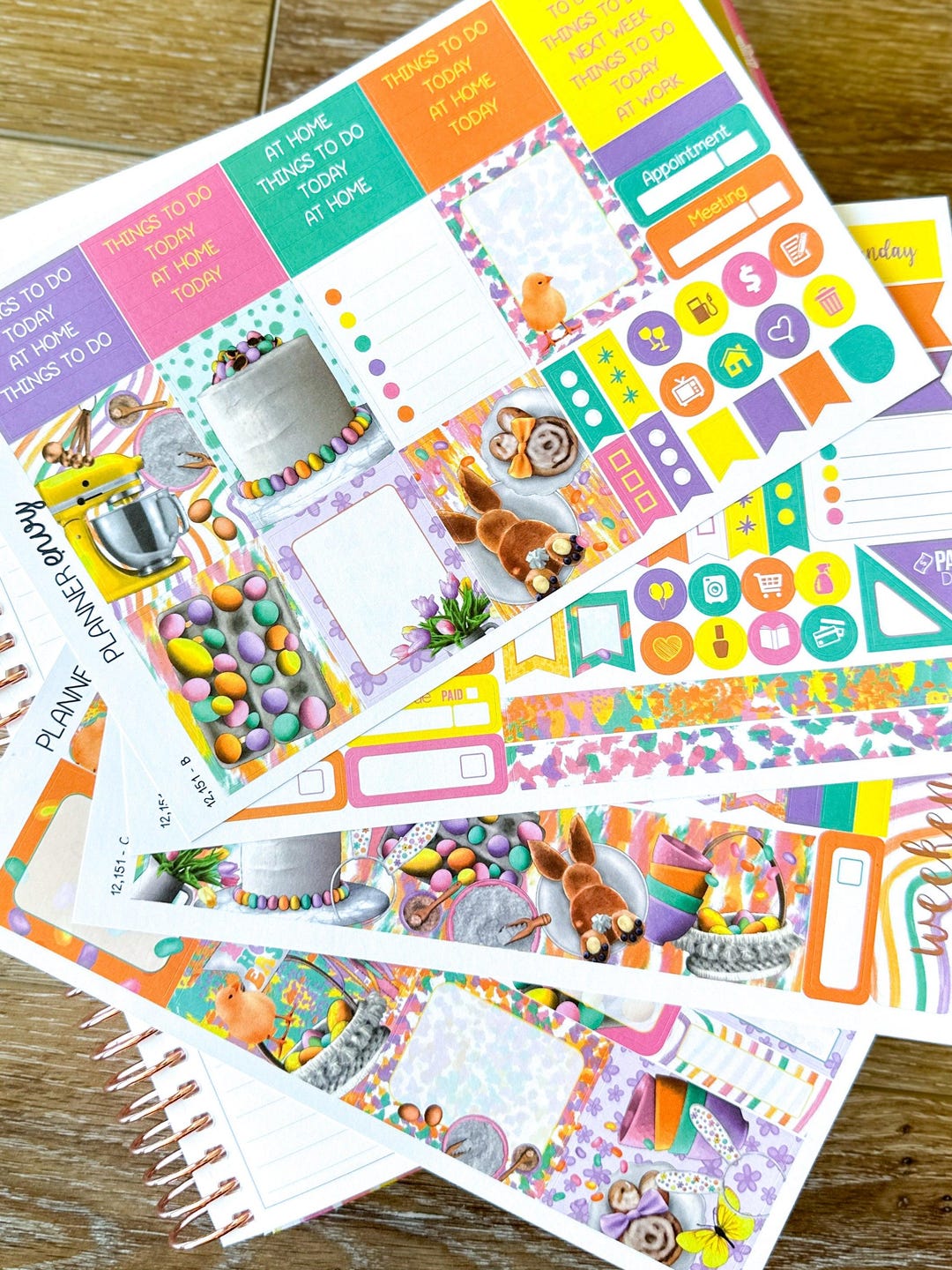 NEW KIT FORMAT! Spring Easter Bunnies Eggs Rainbow Colors Planner ...