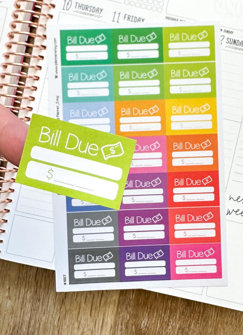 Bill Due Planner Stickers - 1.5 X 1 Inch - Budget Money Stickers - 21 ...