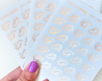 FOIL Running Shoes Sneakers - Rose Gold Foil Planner Stickers - 3 Mini Sheets (#1525 - 3)