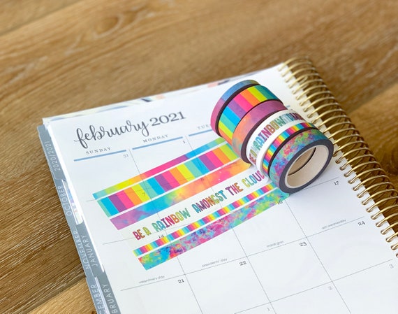Rainbow Ombre Watercolor Washi, Planner Tapes
