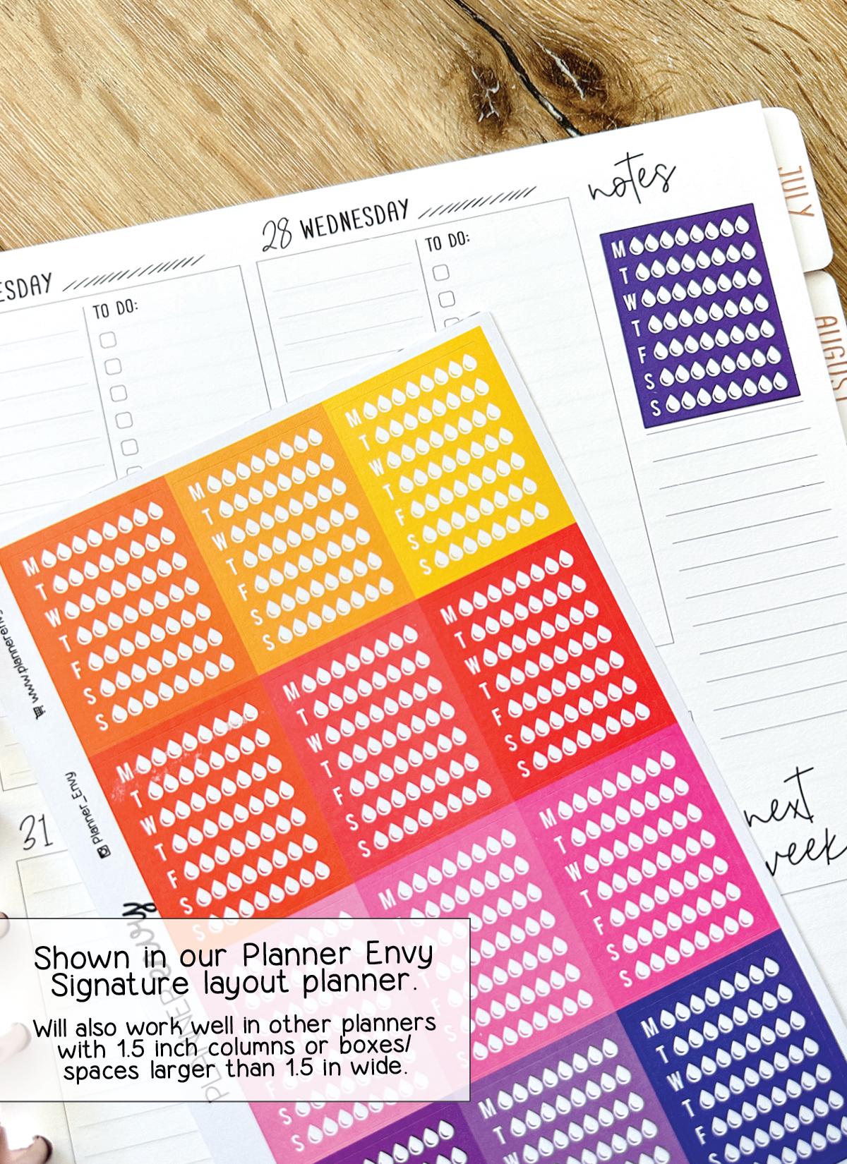 Hydration Water Tracker Weekly Sidebar Planner Stickers to Be Used With ...