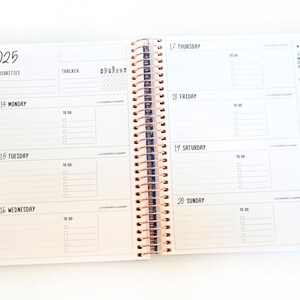 2025 Planner - Horizontal Layout, Spiral Bound - "Teal Strokes" (#102)