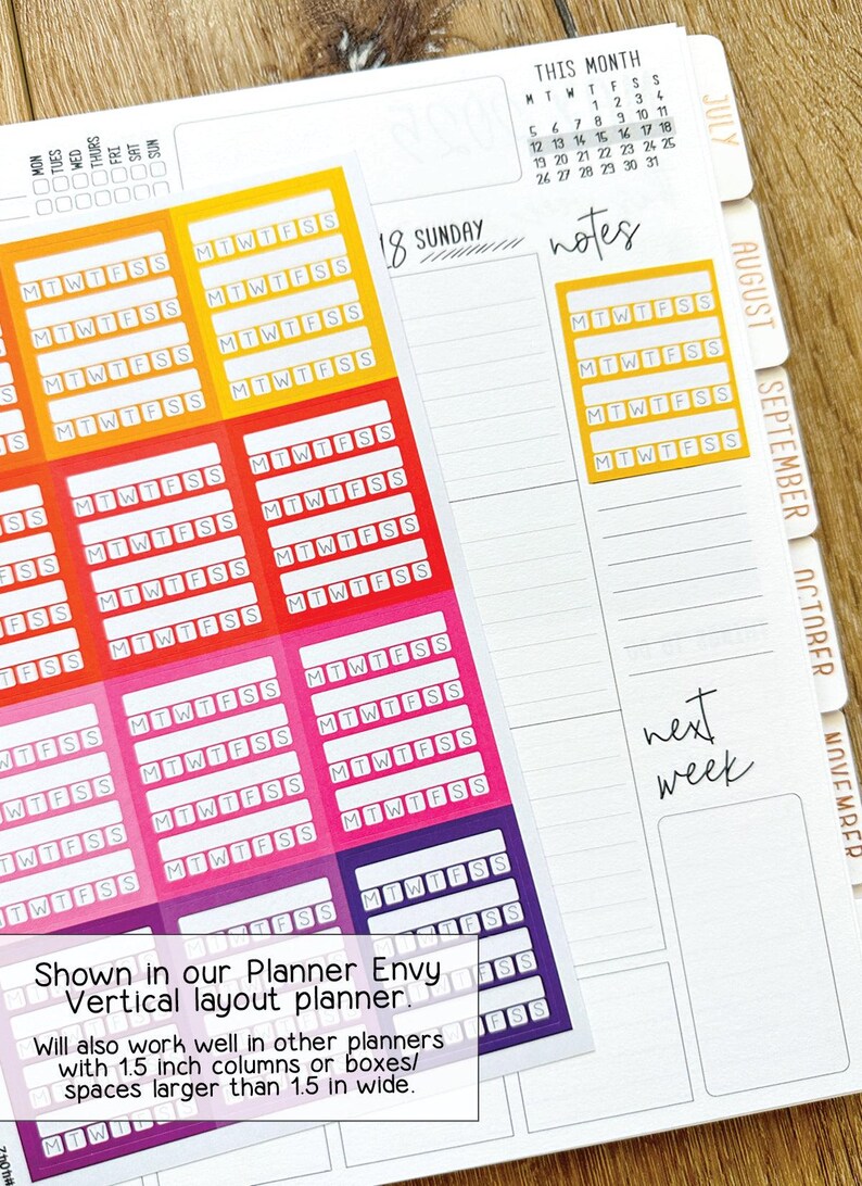 Weekly Habit Tracker Planner Stickers - 1.5 X 1.9 Inches - Weekly ...
