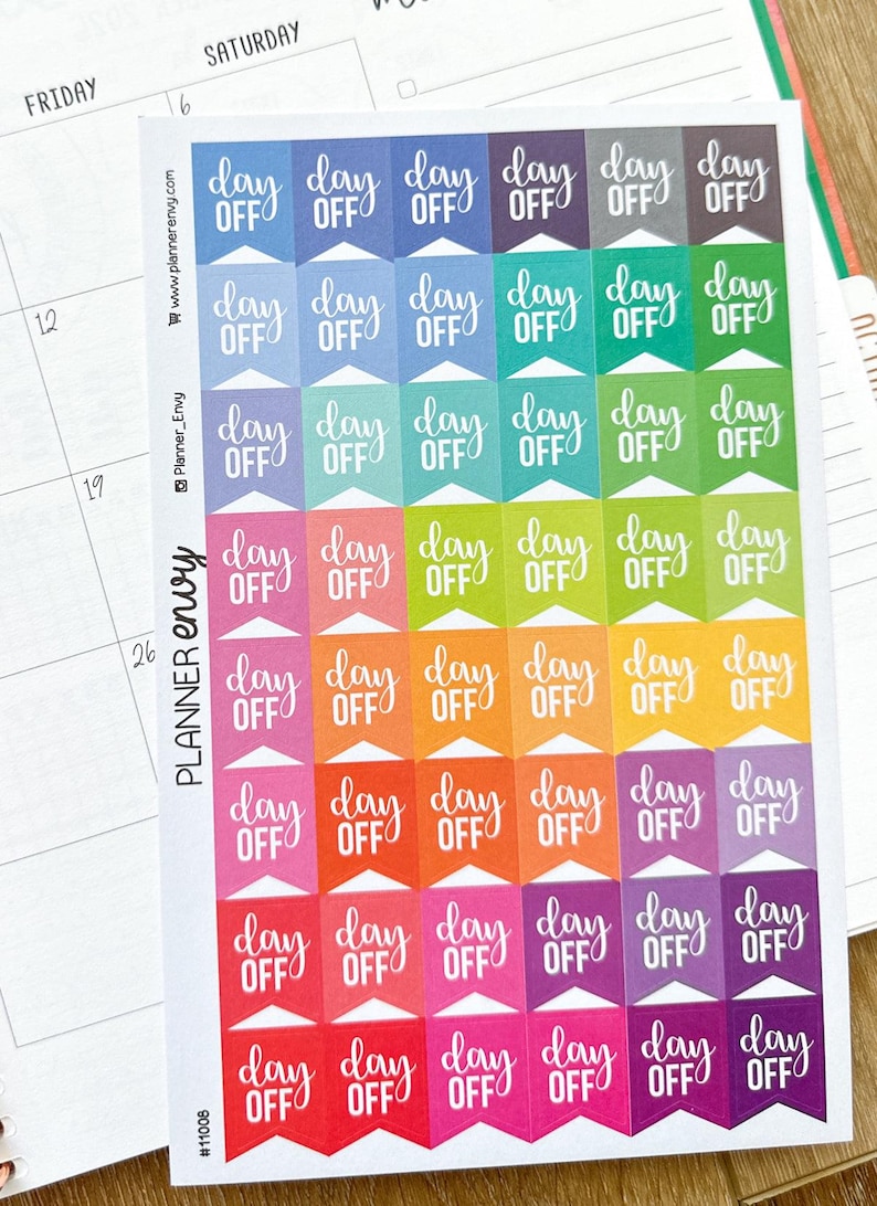 Weekend Off Sticker Day off Vacation Planner Stickers - 0.8 X 1 Inch - Work School Colorful ...