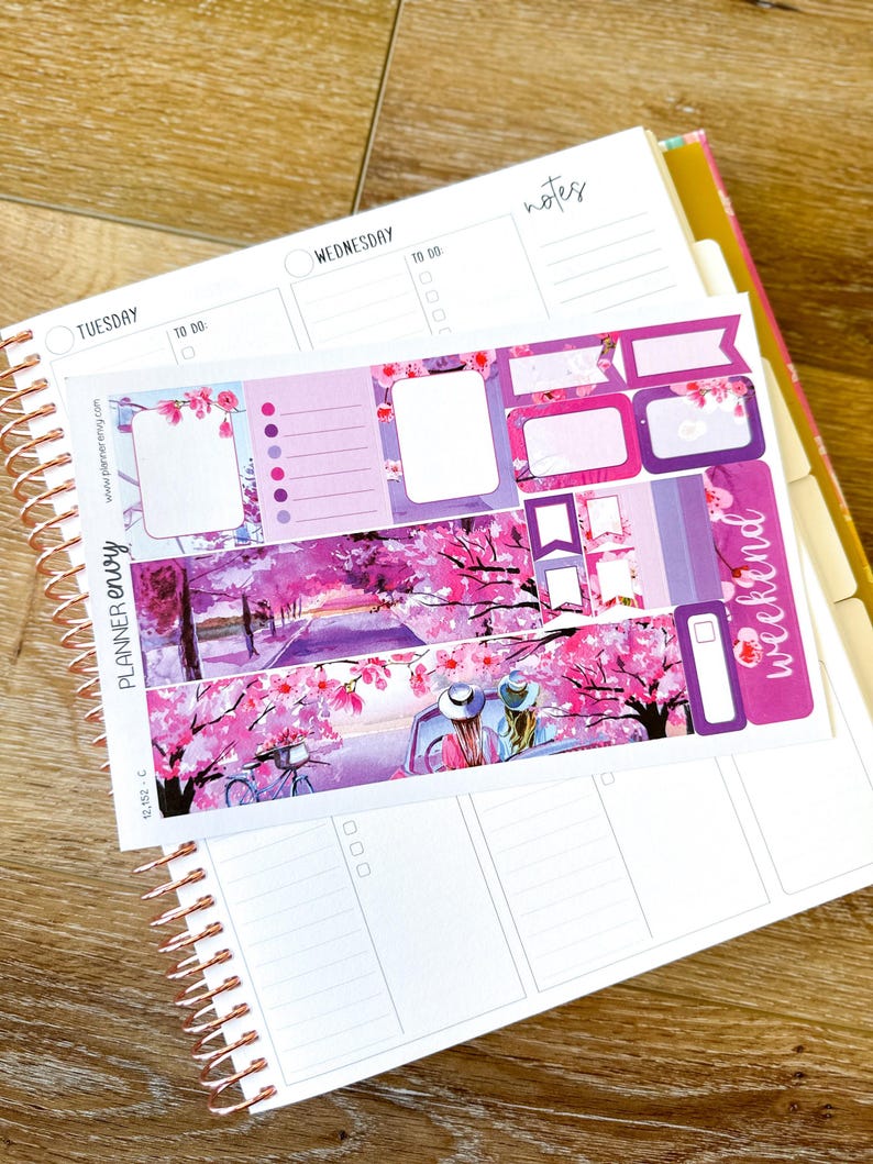 Spring Cherry Blossoms Blooming City Pink Flowers Planner Stickers ...