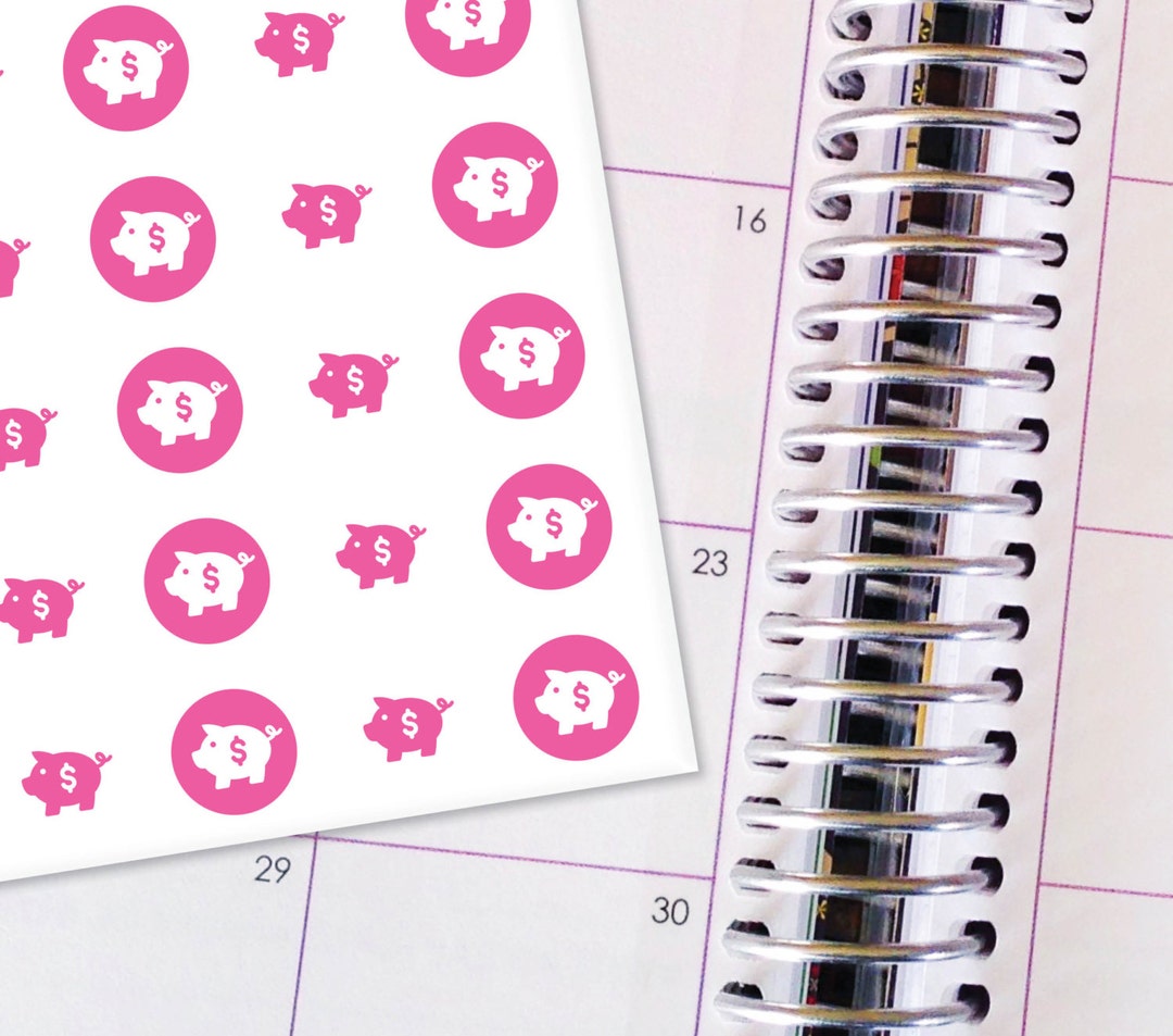 Planner Stickers Erin Condren Life Planner ECLP 77 Pink Piggy Bank ...