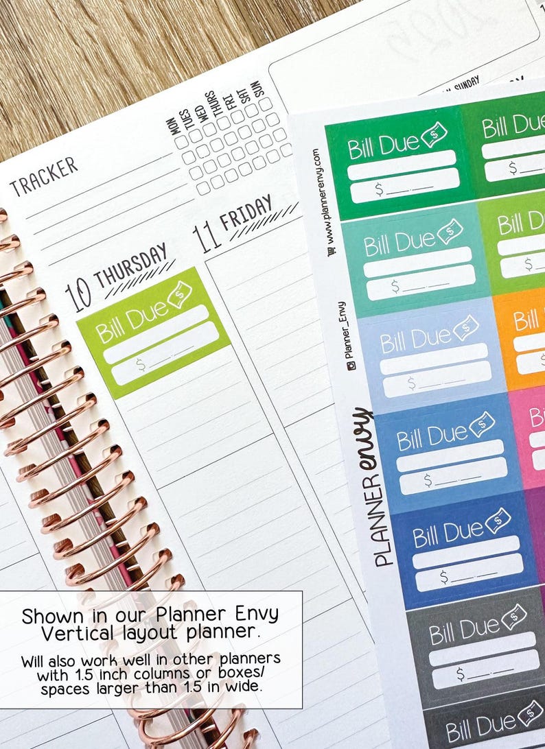 Bill Due Planner Stickers - 1.5 X 1 Inch - Budget Money Stickers - 21 ...