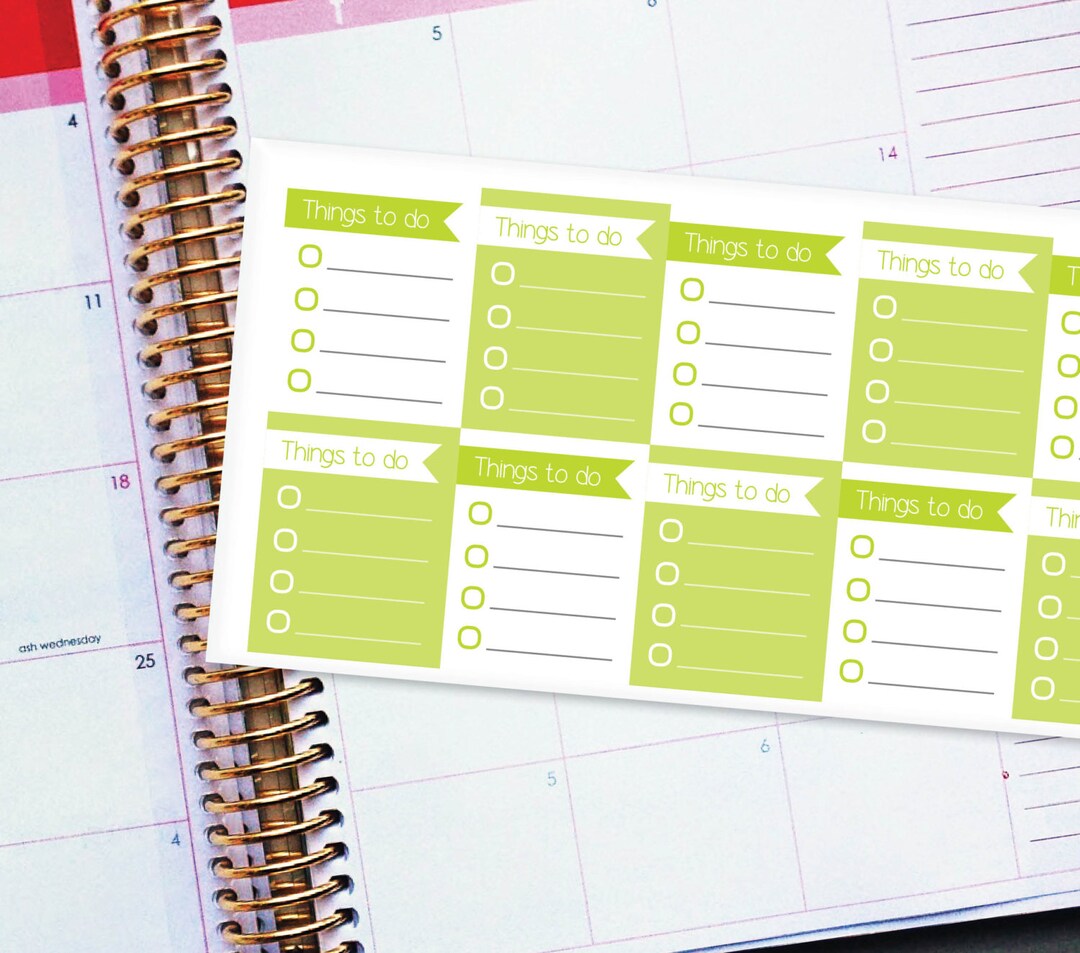 Planner Stickers Erin Condren Life Planner ECLP 10 Full Box Green to Do ...