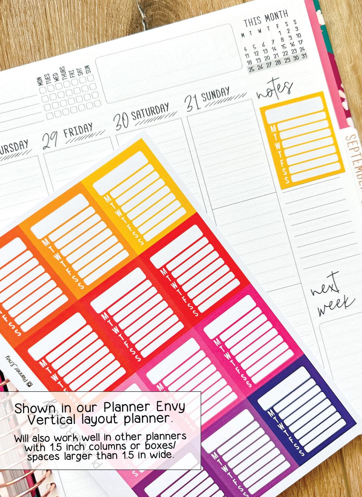Weekly Sidebar to Do Goals Meals Schedule Planner Stickers - 1.5 X 1.9 ...