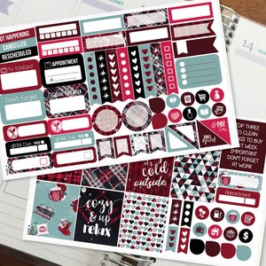 Plaid Holidays Winter Mini Kit - Weekly Planner Stickers for Erin Condren Vertical, Medium Recollections, Medium Happy Planner (#9049)