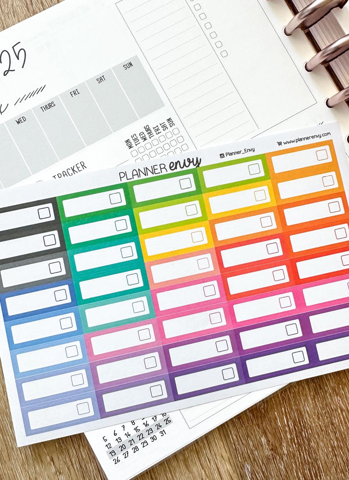 Sticker Chart Checkboxes Blank Colorful Box Planner Stickers With Checkbox - 1.5 X 1 Inch ...