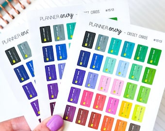 Credit Card Icons - Money & Budget Stickers - Minimalist Planner Stickers - 3 Mini Sheets (#1513 - 3)