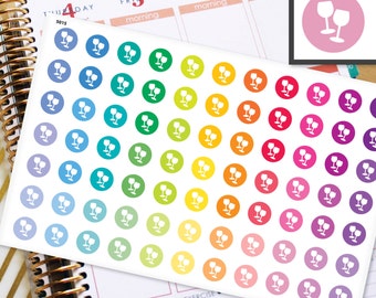 Wine Planner Stickers Erin Condren Life Planner (ECLP) - 77 Wine Glasses Date Girls Night Dots Half Inch Stickers (#5015)