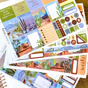 NEUES KIT-FORMAT! Wüste Boho Kakteen Kakteen Grün Planner Stickers Vertikales Weekly Kit - 133 Sticker (#12.149)