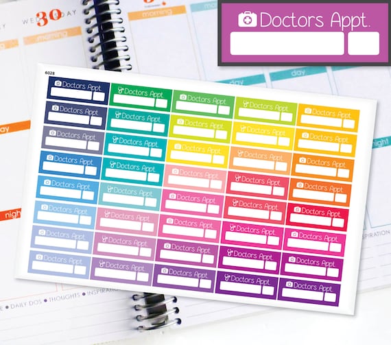 Planner Stickers Erin Condren Life Planner (Eclp) - 40 Doctors Appointment  Health stickers (#6028)