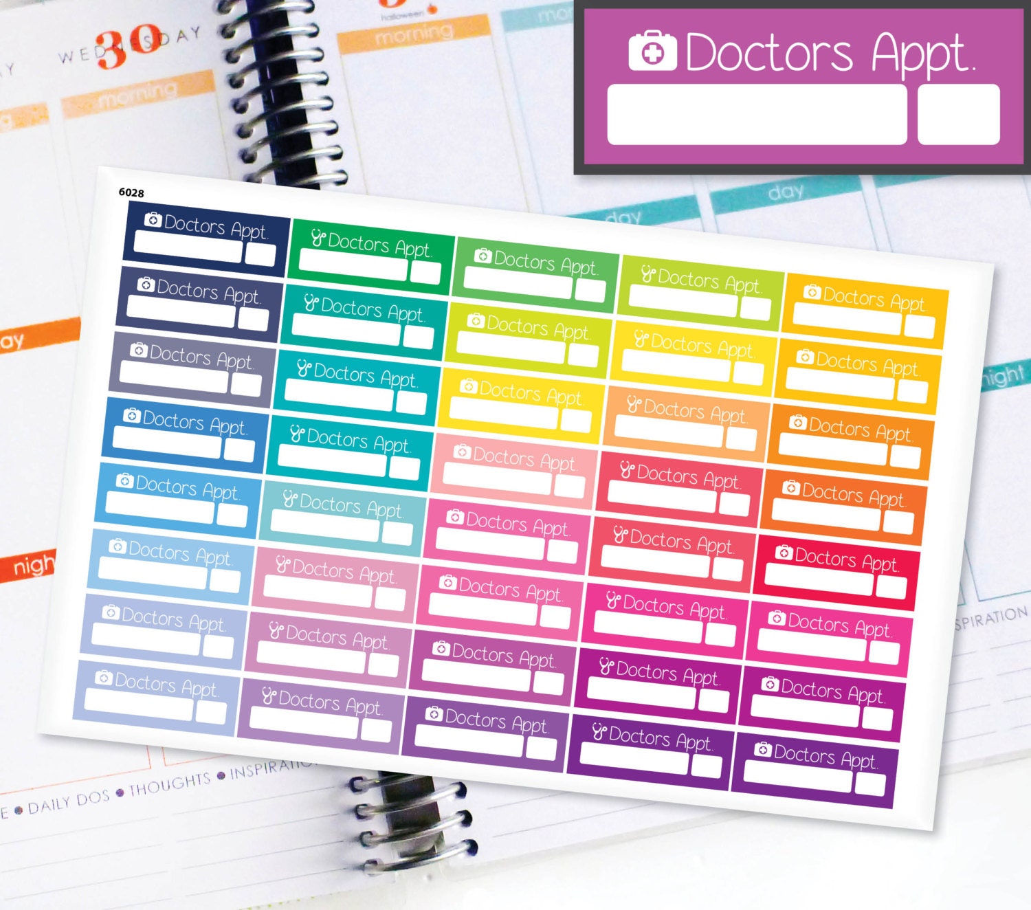 Monthly Planner Stickers Rainbow Doctor Stickers Planner Labels Compatible  with Erin Condren Vertical Life Planner