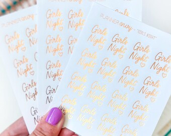 FOIL Girls Night - Rose Gold Foil Planner Stickers - 3 Mini Sheets (#1521 - 3)