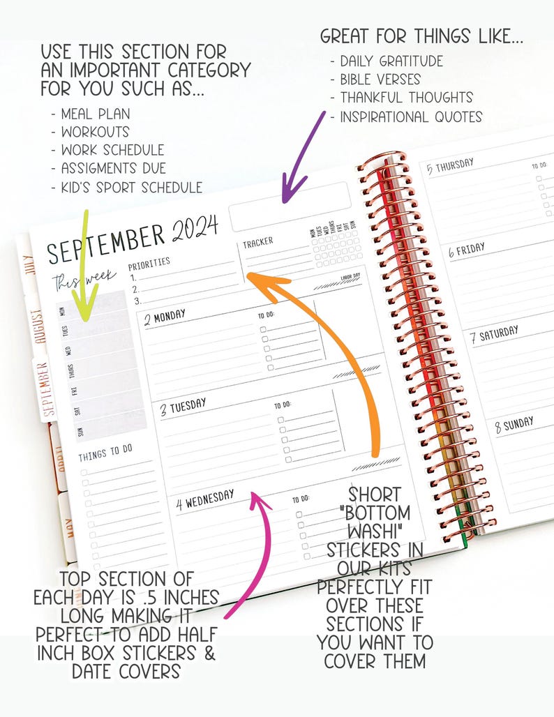 2025 Planner - Horizontal Layout, Spiral Bound - "Teal Strokes" (#102)