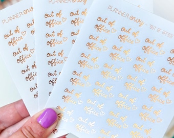 FOIL Out of Office Vacation - Rose Gold Foil Planner Stickers - 3 Mini Sheets (#1522 - 3)