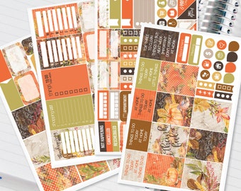 Thanksgiving Fall Planner Stickers Weekly Kit to be used with Erin Condren Vertical Life Planner (ECLP) - 134 Stickers (#12,041)