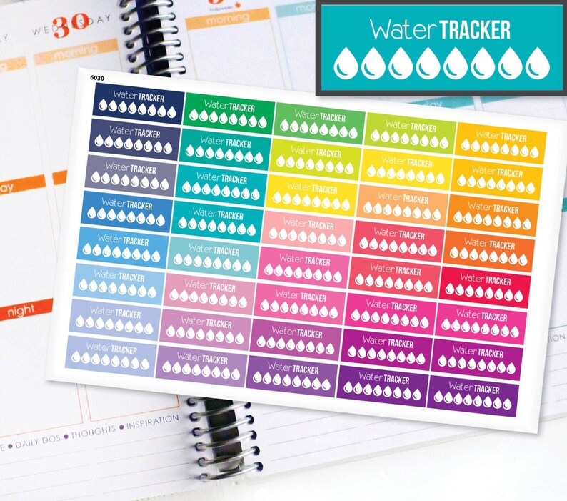 Planner Stickers Erin Condren Life Planner Eclp 40 Hydration Water tracker stickers 6030 image 1