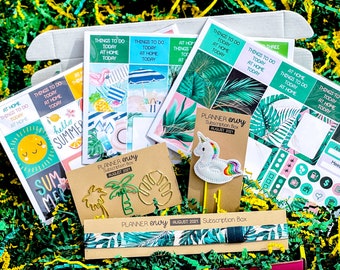 Summer Lush Tropical Vacation Hawaii Beach Pool Summertime August 2021 Planner Envy Subscription Box.  No coupon discounts