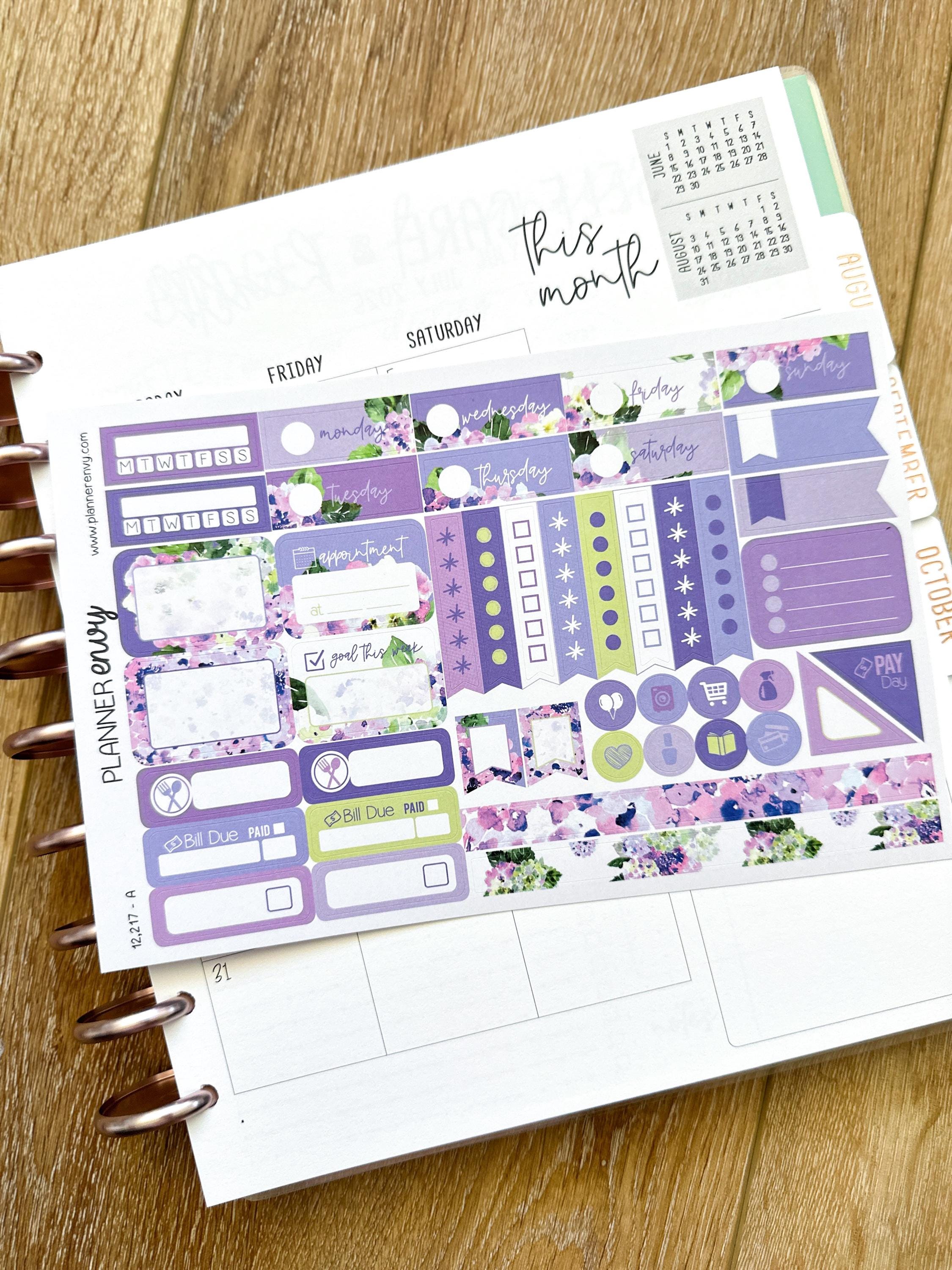 Purple Hydrangea Floral Spring Flowers Wedding Planner Stickers 4-page ...
