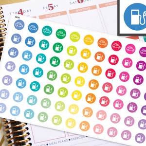 Gas Planner Stickers Erin Condren Life Planner (ECLP) - 77 Gas Pump Car Milage Dots Half Inch Stickers (#5016)