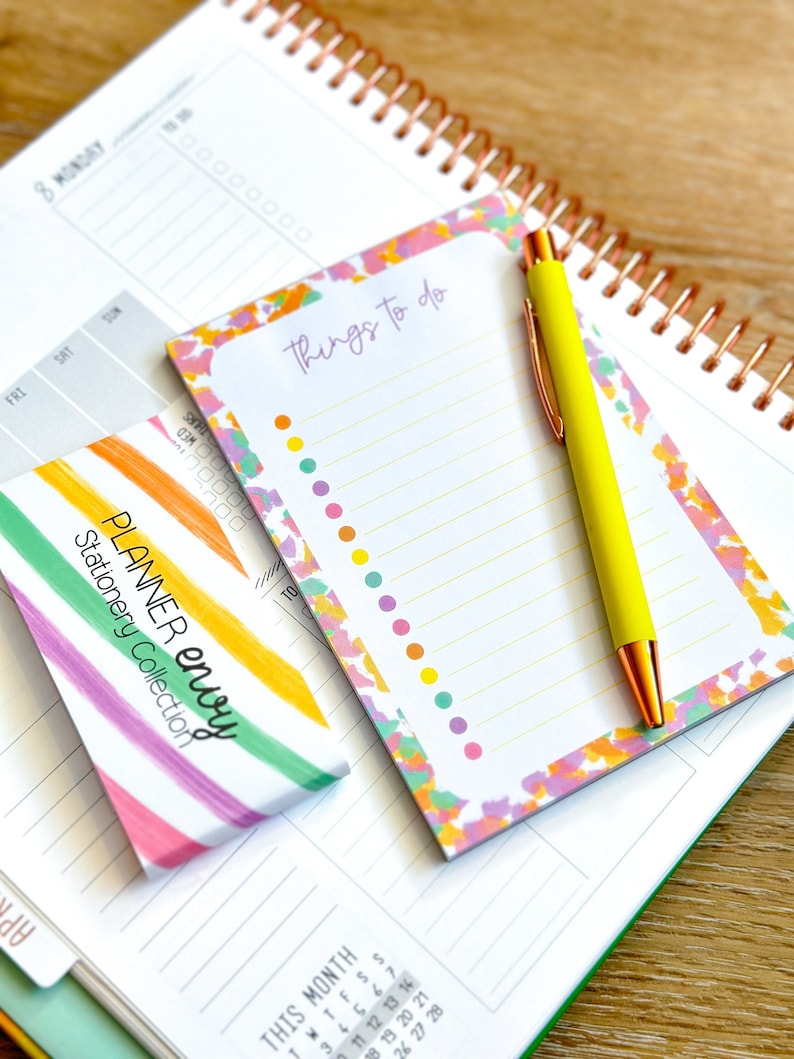 4x6 Rainbow Checklist Spring Notepad from our April 2024 Planner Envy Subscription Box. image 1