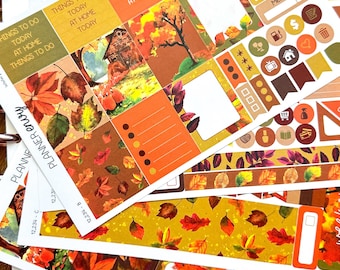 Herfstbladeren herfstbladeren oranje en bruin plannerstickers 4-pagina's per weekpakket - 133 stickers (12.234)