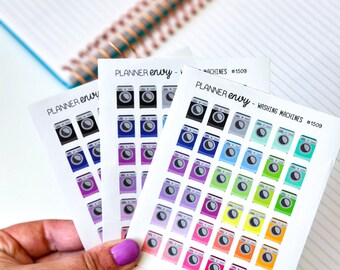 Washing Machine Icons - Laundry & Cleaning Stickers - Minimalist Planner Stickers - 3 Mini Sheets (#1509 - 3)