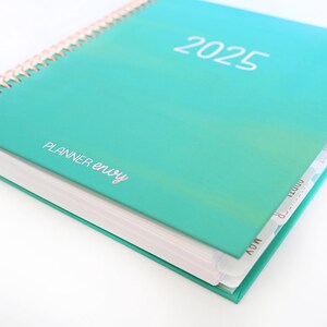 2025 Planner - Horizontal Layout, Spiral Bound - "Teal Strokes" (#102)