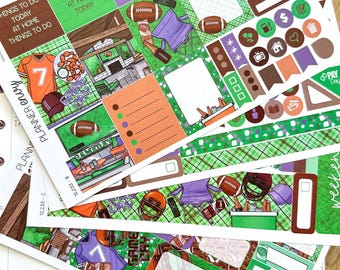 Groen en bruin voetbalavond: herfstplannerstickers, weekpakket van 4 pagina's - 133 stickers (12.233)