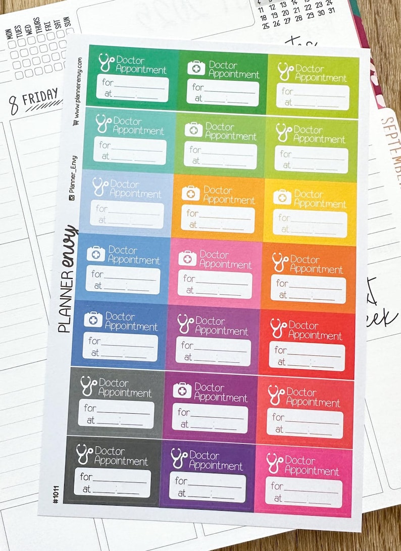 Doctors Appointment Planner Stickers - 1.5 X 1 Inch - Dr Appt Health ...